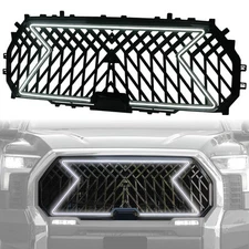 TLAPS For 2022-2024 Toyota Tundra Mesh Front Bumper Grille w/Sequence LED Black