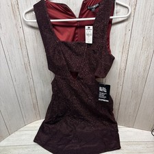 Express Women Red Glitter Cutout  Cocktail Dress 4