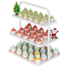 Cupcake Stand, 3-Tier Dessert Stand for 52 Cupcakes, Wood Metal Tower Displ...