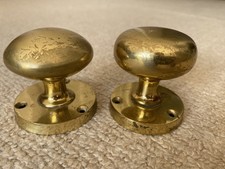 2 Vintage Oval Brass Reclaimed Door Knobs - Slightly Different - Refurb