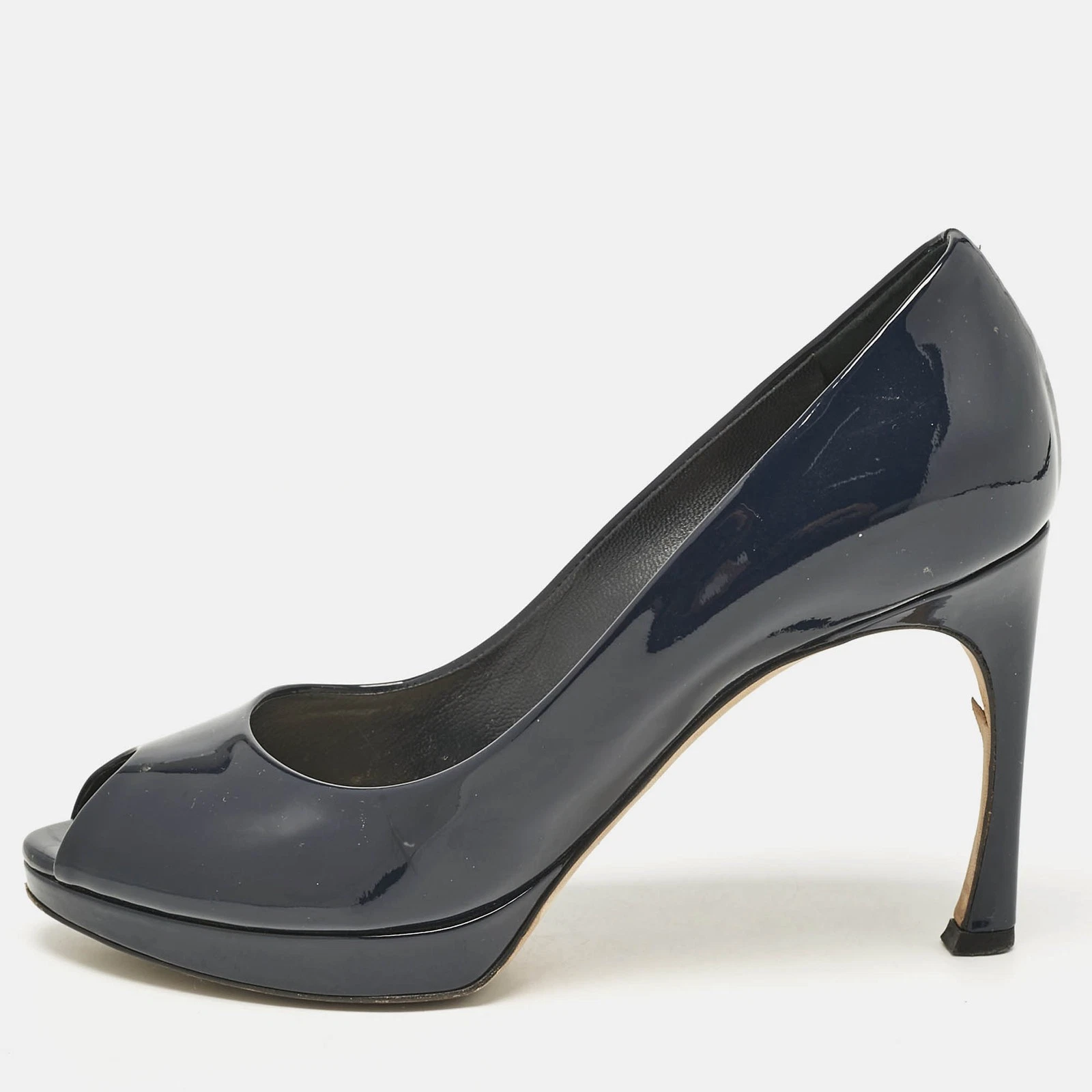 Escarpins plateforme Dior en cuir verni bleu marine taille 36