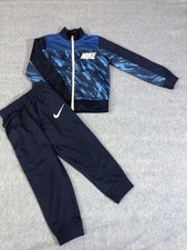 Nike Boys 2 Piece Tracksuit Set Jacket Pants Midnight Navy Light Blue 3T