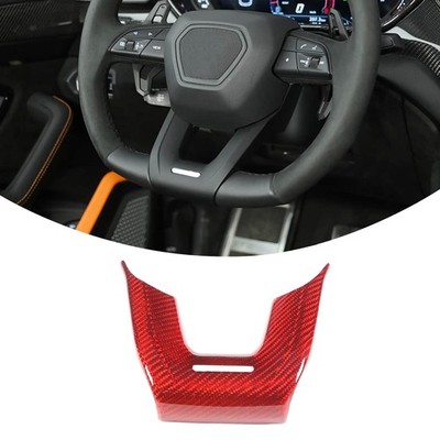 Red Real Carbon Fiber Car Steering Wheel Cover Trim For Lamborghini URUS 2018-23