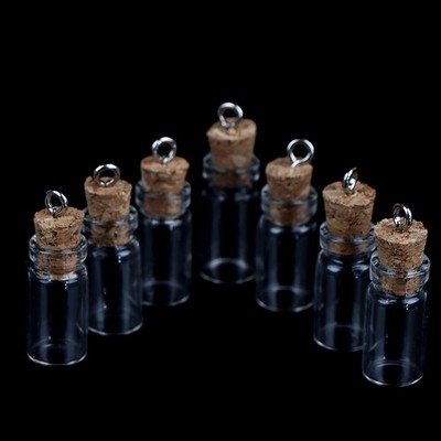 10 Stück Mini Glasflaschen kleine Fläschchen Korken Glas Gläser Mehrzweck Korken Wunsch G_wo