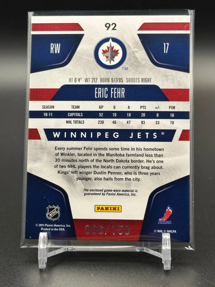 2011-12 Panini Certified #92 Eric Fehr /150 MEM Washington Capitals - Image 2 of 2
