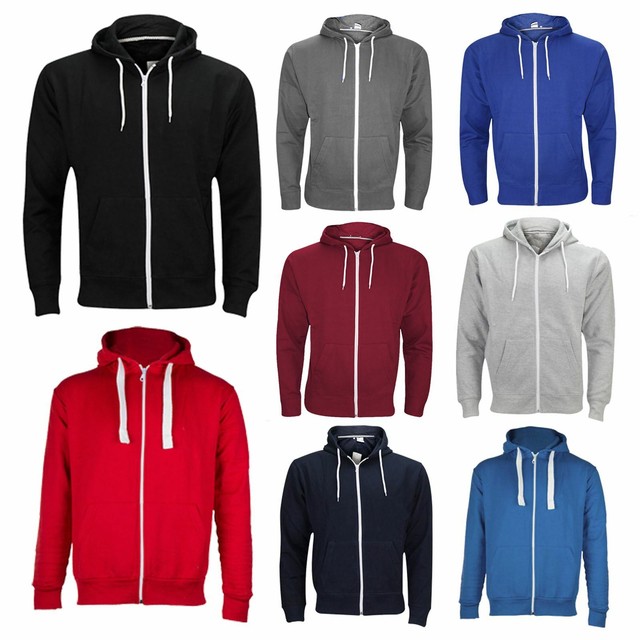 New Mens Casual Fleece Zip UP Hoodie Jacket Sweatshirt Hoody Full Zipper Top