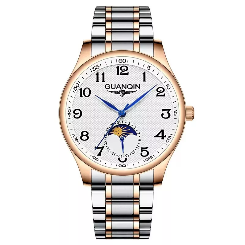 GUANQIN Casual Waterproof Men s Automatic Mechanical Watch Moon Phase Fashion