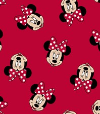 DISNEY MINNIE MOUSE TOSSED MINNIE HEADS COTTON FABRIC BY THE YARD