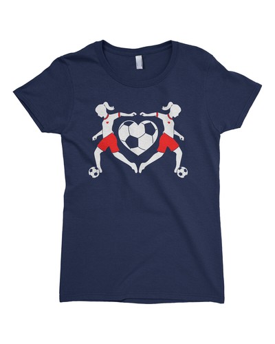 Soccer Player Heart Love Girls Fitted T-Shirt Cute Valentine's Day Gift - 第 1/6 張圖片