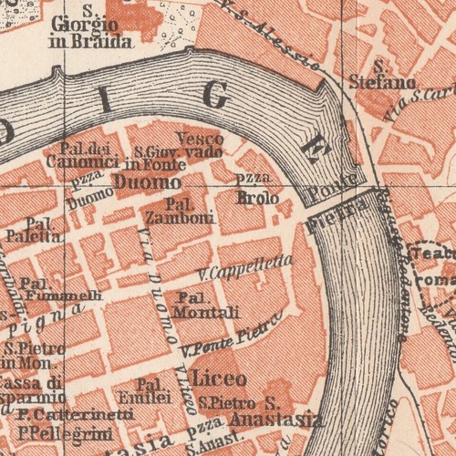 VERONA map Original city plan 1913 ITALY - Picture 6 of 10