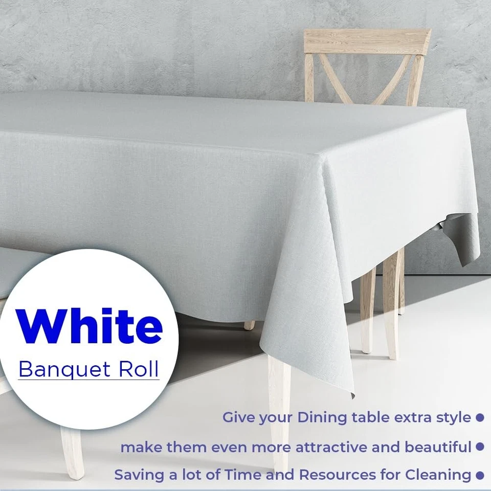 50M x 1.2M White Banquet Roll Paper Table Cover Cloth for Wedding Dinner Party - Image 2 of 2