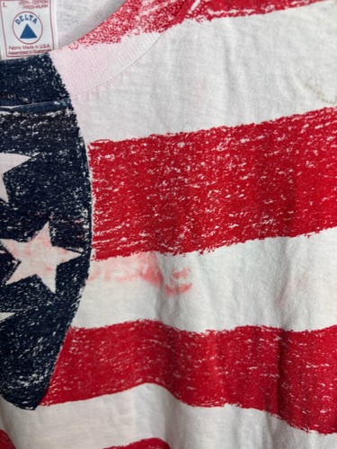 American Flag All Over Print Vintage T Shirt Large 90s AOP USA Made Mens 6055 - Picture 4 of 6