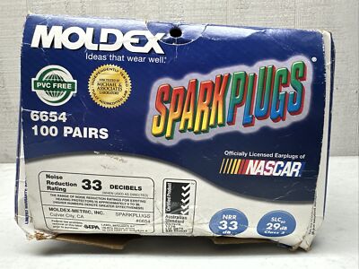 100 Pair Moldex 6654 Spark Plugs Foam Ear Plugs – NRR 33 Hearing Protection, Corded