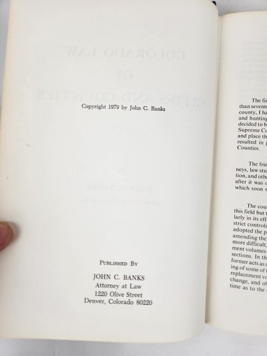 Colorado Law Of Cities And Counties 1979 John Banks Third Edition - Picture 4 of 12