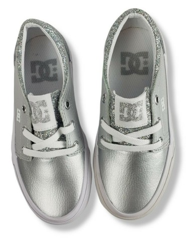 Scarpa da skate DC Girls Trase SE glitter argento taglia 11,5 giovani - Foto 9 di 12