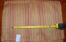 Tan Burgundy Stripe Print Upholstery Fabric Remnant 1 Yard F73