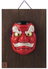Japanese Tengu long nose Mask Omen Noh Kabuki Samurai Demon pottery small
