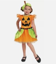 Girls small pumpkin mesh with headband costume