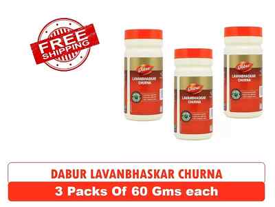 Dabur Lavan Bhaskar Churna (60g) - Pack of 3 for Appetite, Digestion & Gas Relie