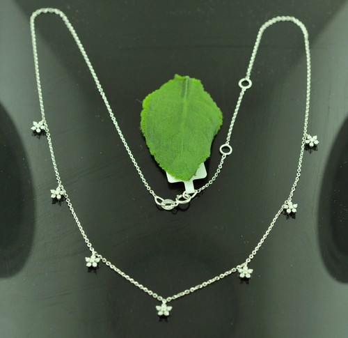 14k Solid white gold diamond stylish Rosita necklace 0.28 ct dainty cute - Picture 4 of 6