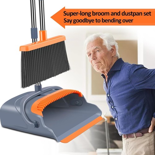 Broom Dustpan Set Stainless Steel 38-50in Heavy Duty Self-Cleaning Indoor Out... - Picture 7 of 9