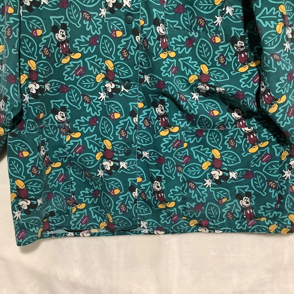 Blusa Médica Vintage Disney Mickey Mouse Manga Larga Botón Mujer L Verde Hecha en EE. UU. Foto 2 de 4