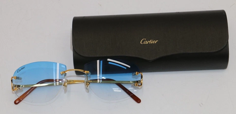 Gafas de sol Cartier Big C decoración doradas con lente tintada degradada azul CT00920 001 Foto 3 de 4