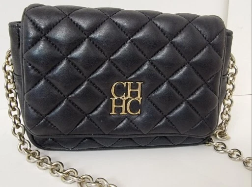 Carolina Herrera Quilted Black Small Crossbody Handbag - Image 2 of 4