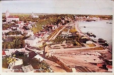 VINTAGE OVÁR KILÁTÁS A DUNA PARTRA - POSTCARD