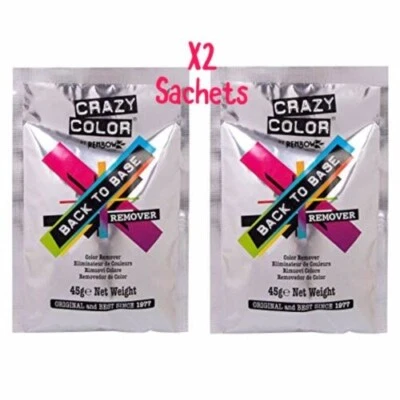 X2-Crazy Colour Back to Base Hair Colour Remover Sachet 45gm-FAST UK TRACK POST!