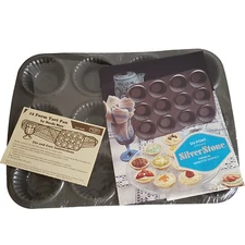 Vtg Nordic Ware Mini Tart Pan Aluminum Non Stick SilverStone Fluted Tartlet NEW