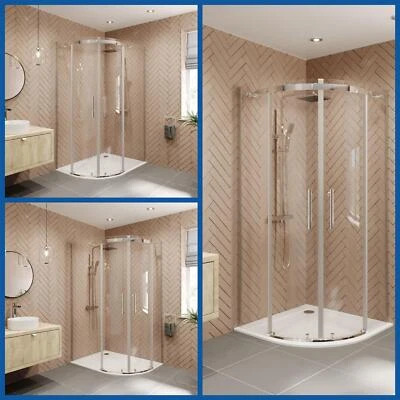 AFFINE Offset Quadrant Shower Enclosure Frameless Walk In Corner Cubicle Tray & Waste
