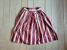 Vintage 80s Dark Red Burgundy Pin Stripe Grey Flare Skater Skirt Small 25" Waist