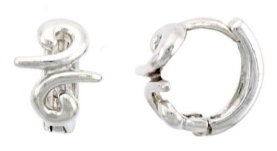 925 Sterling Silber Swirl Huggie Creolen Aretes de Plata 3/8'' (10 mm)