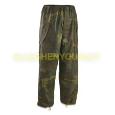 US MILITARY Wet Weather Vinyl RAIN PANTS Trousers, Woodland Camo, Small, NIB
