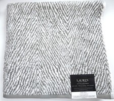 RALPH LAUREN SANDERS HERRINGBONE PEWTER GRAY BATH,HAND OR WASHCLOTH TOWEL