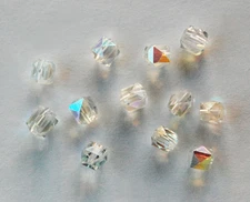 VINTAGE 12 BARREL FACETED CZECH GLASS BEADS CRYSTAL AB 6mm Red's Vintage Stuff!