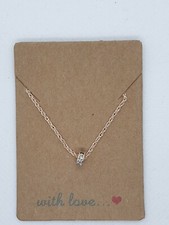 Thin Rose Gold Tone Chain Necklace  With Tiny Diamond Charm Space