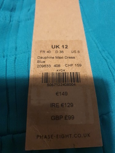 Phase Eight Dauphine Maxi Dress Size 12 Blue - Picture 9 of 10