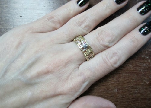 Real 14K Tri-tone Gold Good Luck Charm Ring Ruby size 11.75 casino gamble - Picture 8 of 12