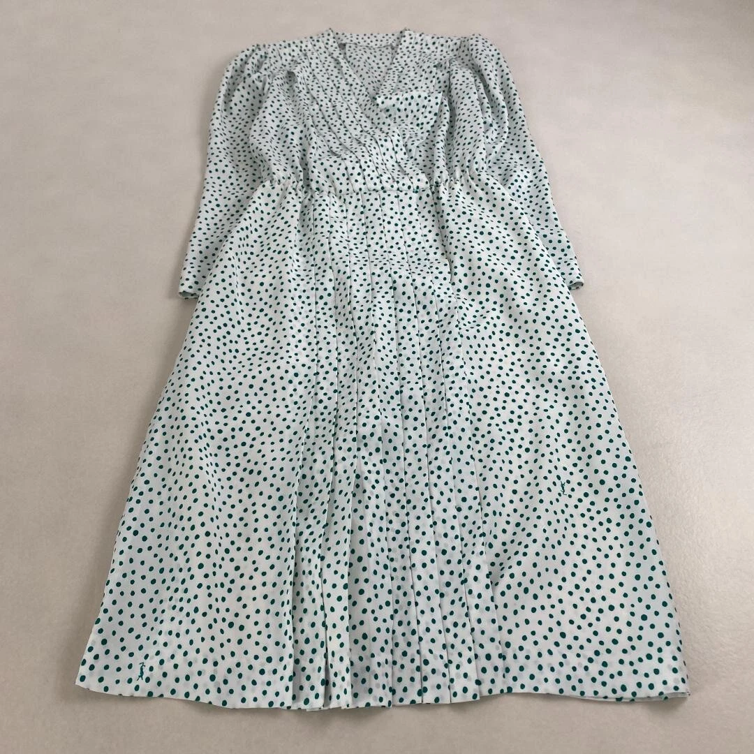 SAINT LAURENT (YSL) w1993 Abito Yves Saint Laurent Lunghezza lunga motivo a pois dettaglio logo 