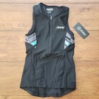  ZOOT Womens S Performance Tri Tank Top Black Waves Shirt Singlet Small