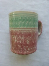 Italian Pottery  Vietri Solimene Pink Green Spatter  Mug 3.75"