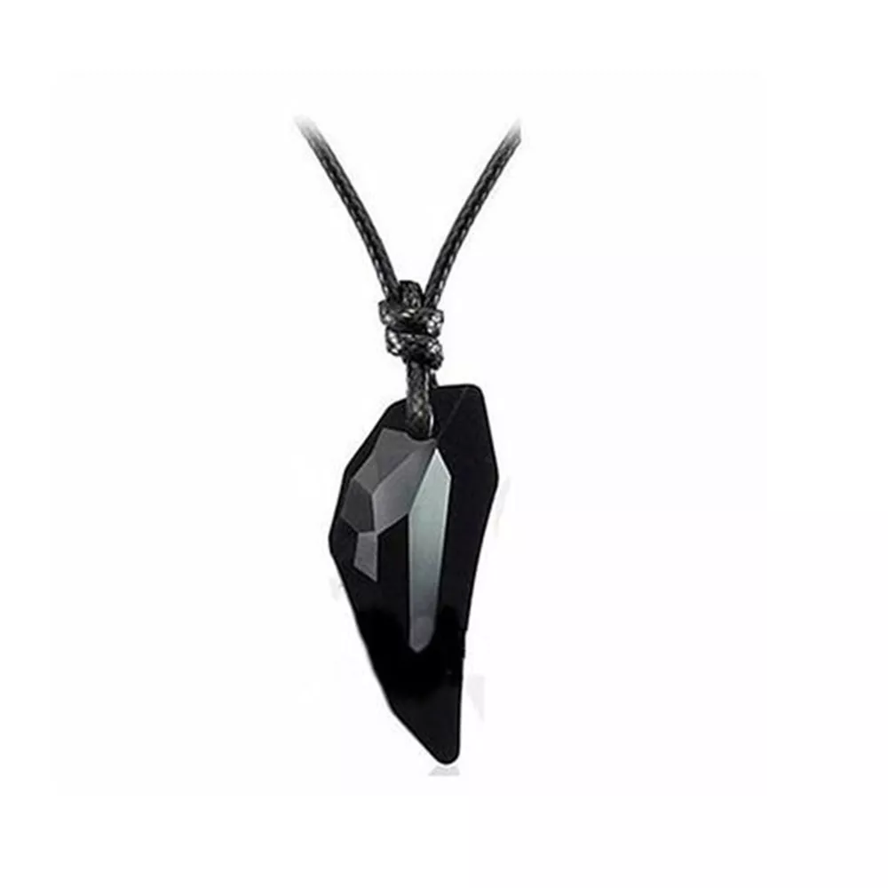 Fashion Men Black Crystal Geometric Pendant Necklace Jewelry
