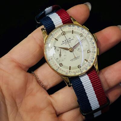 Montre Mécanique Suisse AZUR - Cadran Doré, Bracelet Cuir - Occasion Homme