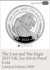 2023 Great Britain Lion and Eagle 2 oz Silver Proof Mercanti NOT 1 oz L.E. 2000