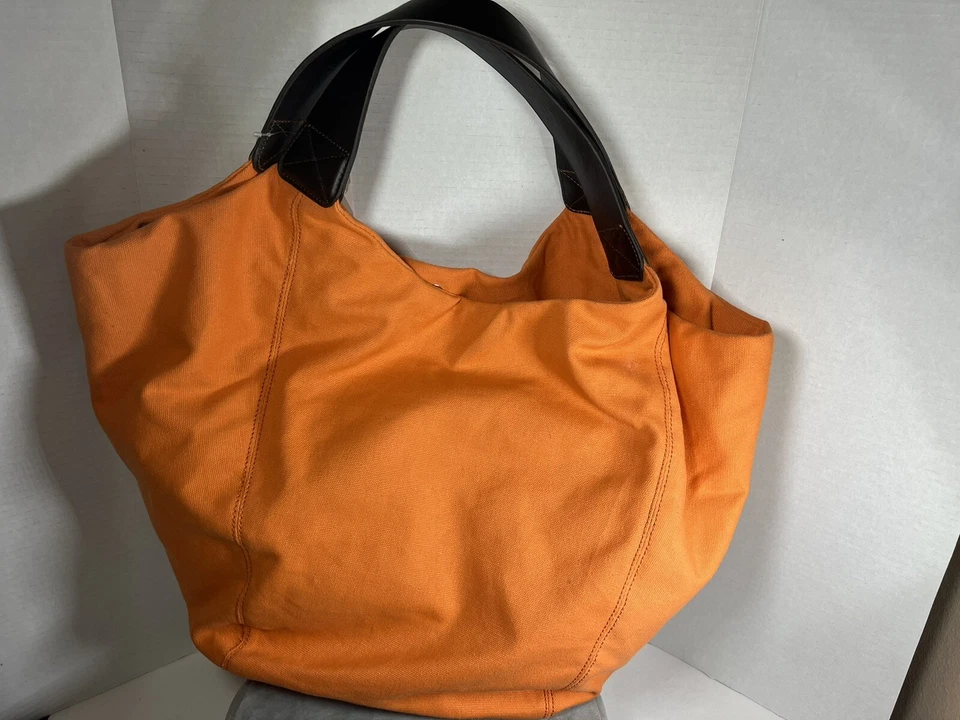 Bolso de hombro grande de lona naranja lavandería china Foto 4 de 4