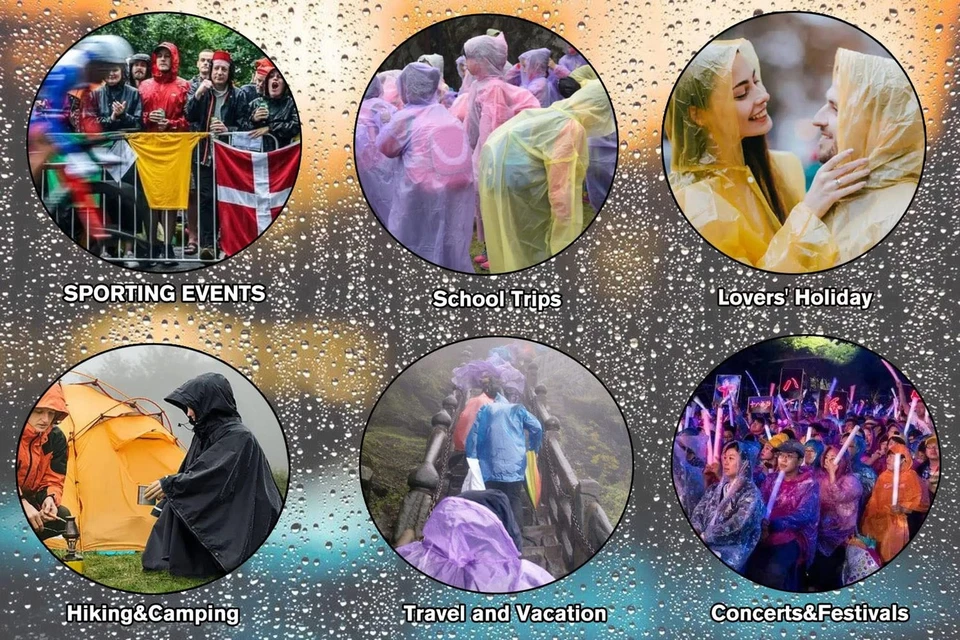 Rain Ponchos for Adults(2-5pcs),Lightweight Rain Coat,Raincoat for Women Men ... - Image 4 of 4