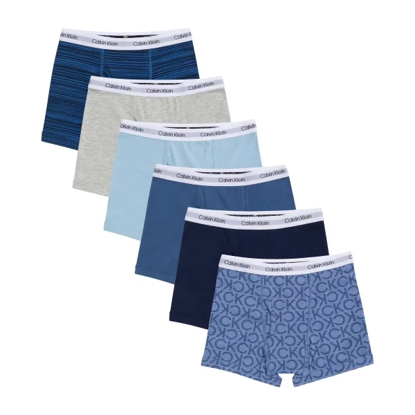 Calzoncillos boxer Calvin Klein para niños jóvenes, paquete de 6 - multicolor, sin etiquetas, talla grande Foto 2 de 4