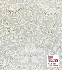 17.7x118in William Morris Wallpaper 17.3" x 118.1" Grey Flower/Strawberry/Bird